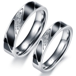 Bague En Titane De Haute Qualité Pour Amoureux Avec Diamant