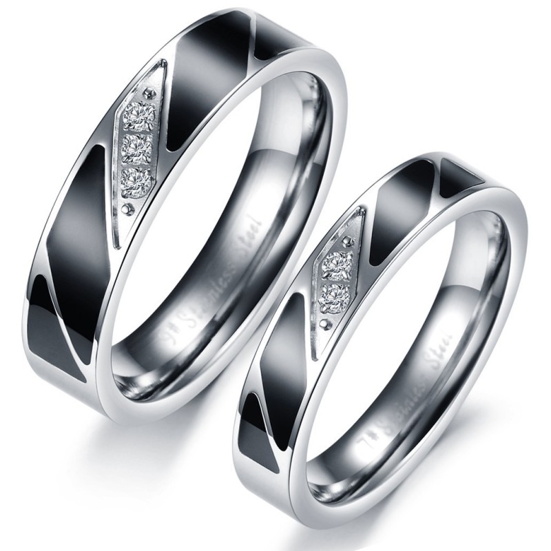 Bague En Titane De Haute Qualité Pour Amoureux Avec Diamant