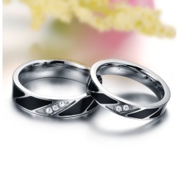 Bague En Titane De Haute Qualité Pour Amoureux Avec Diamant