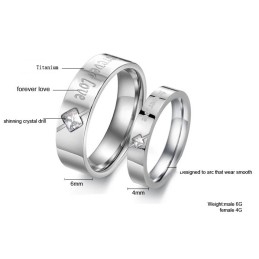 Bagues En Titane Pour Amoureux Avec Strass