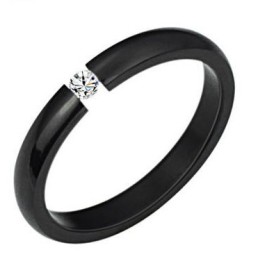 Bague En Titane Noir Et Blanc De Haute Qualité Pour Amoureux Avec Strass