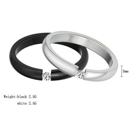 Bague En Titane Noir Et Blanc De Haute Qualité Pour Amoureux Avec Strass