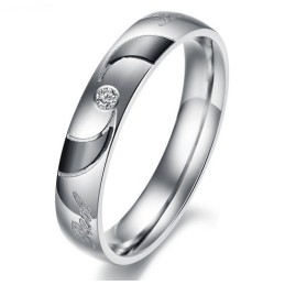 Bague En Titane Noir De Haute Qualité Pour Amoureux Avec Diamant