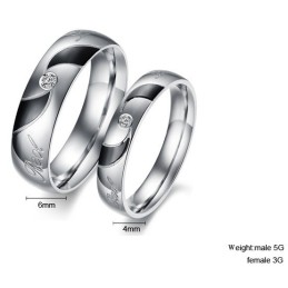 Bague En Titane Noir De Haute Qualité Pour Amoureux Avec Diamant
