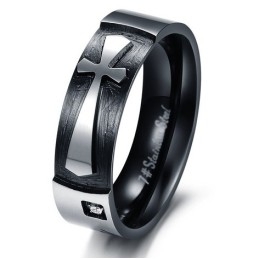 Bague En Titane Avec Croix De Qualité Stable Pour Les Amoureux