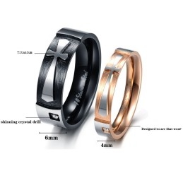 Bague En Titane Avec Croix De Qualité Stable Pour Les Amoureux