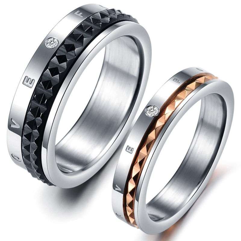 Bague En Titane D'Excellente Qualité, Avec Strass, Pour Amoureux Bague En Titane D'Excellente Qualité, Avec Strass, Pour Amoureux