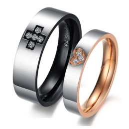 Bague En Titane De Qualité Supérieure Avec Croix Et Cœur Pour Amoureux