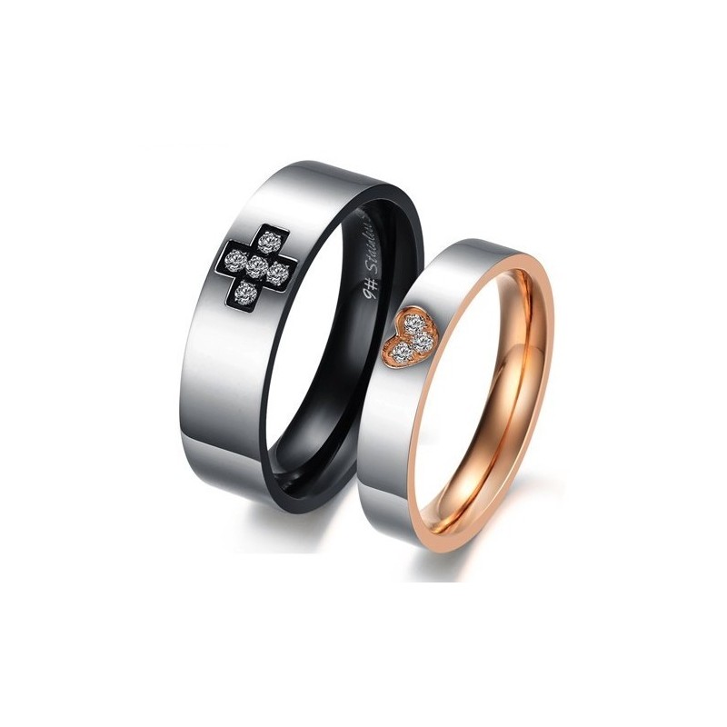 Bague En Titane De Qualité Supérieure Avec Croix Et Cœur Pour Amoureux Bague En Titane De Qualité Supérieure Avec Croix Et Cœur Pour Amoureux