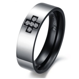Bague En Titane De Qualité Supérieure Avec Croix Et Cœur Pour Amoureux