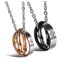 Bague En Titane De Qualité Supérieure Avec Croix Et Cœur Pour Amoureux