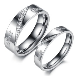 Bague En Titane Argenté Pour Amoureux, Complète Avec Spécifications