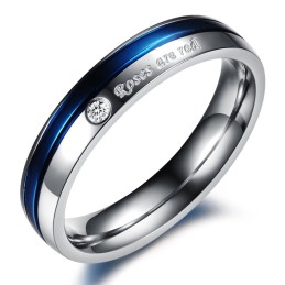 Bague En Titane Blanc Et Bleu Avec Diamants Pour Amoureux, De Réputation Fiable