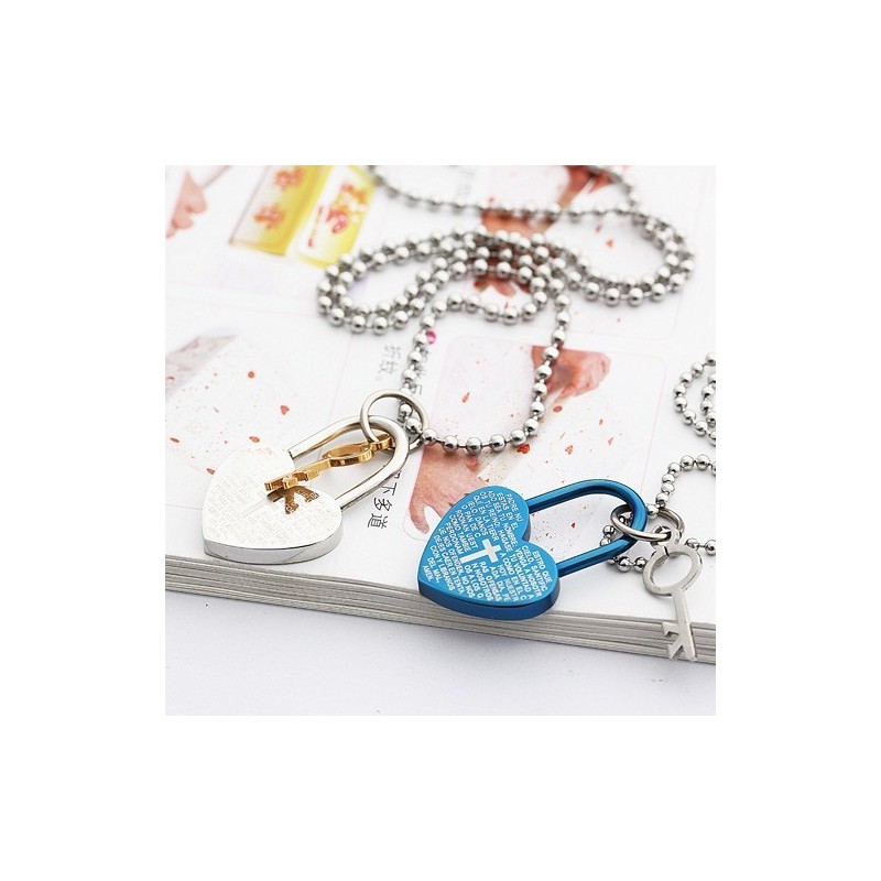 Colliers Et Pendentifs En Titane Avec Cadenas Et Clé En Forme De Cœur