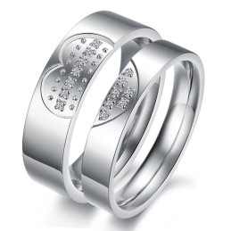 Bague En Titane De Haute Qualité Pour Amoureux Avec Strass