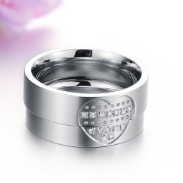 Bague En Titane De Haute Qualité Pour Amoureux Avec Strass