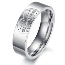 Bague En Titane De Haute Qualité Pour Amoureux Avec Strass