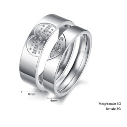Bague En Titane De Haute Qualité Pour Amoureux Avec Strass