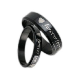 Bague En Titane Noir De Qualité Stable Pour Les Amoureux