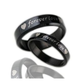 Bague En Titane Noir De Qualité Stable Pour Les Amoureux