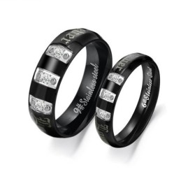 Bague En Titane Noir Avec Strass Pour Amoureux, Complète Avec Spécifications