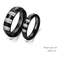 Bague En Titane Noir Avec Strass Pour Amoureux, Complète Avec Spécifications