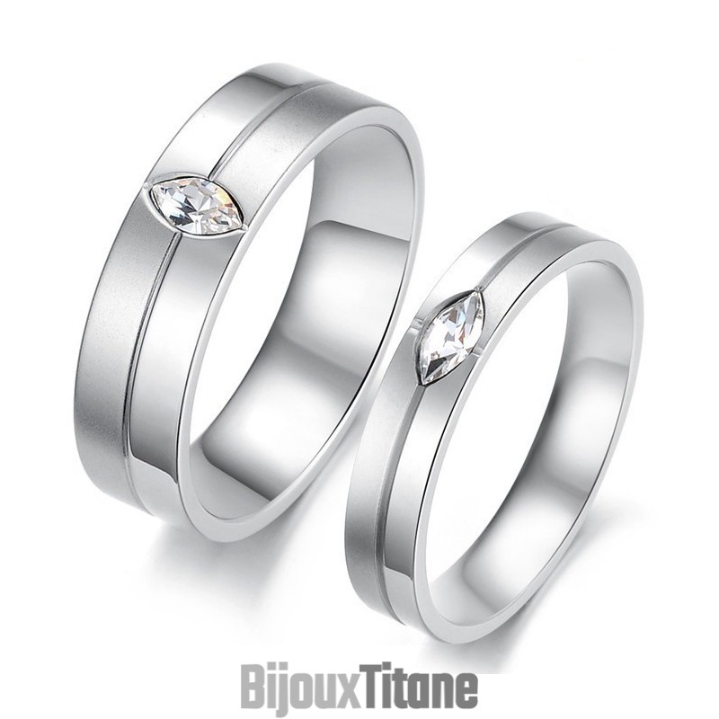 Bague En Titane De Haute Qualité Pour Amoureux Avec Strass