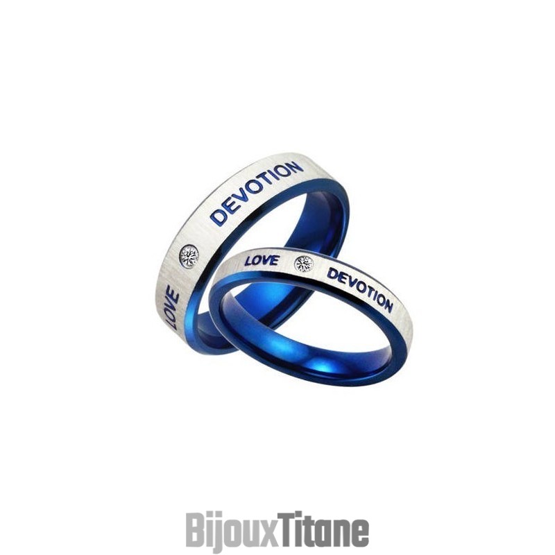 Bague En Titane Bleu De Qualité Stable Pour Les Amoureux