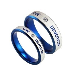 Bague En Titane Bleu De Qualité Stable Pour Les Amoureux