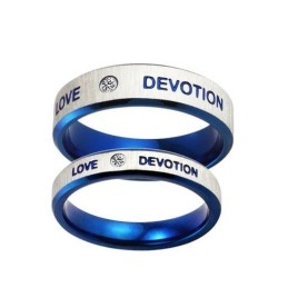 Bague En Titane Bleu De Qualité Stable Pour Les Amoureux