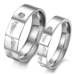 Bague En Titane De Haute Qualité Pour Amoureux Avec Strass