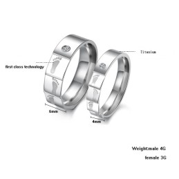 Bague En Titane De Haute Qualité Pour Amoureux Avec Strass
