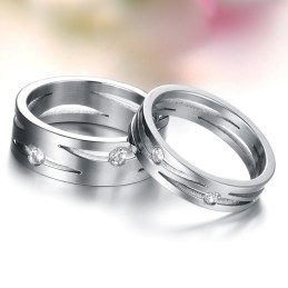 Bague Labyrinthe En Titane De Qualité Stable Pour Amoureux Avec Strass