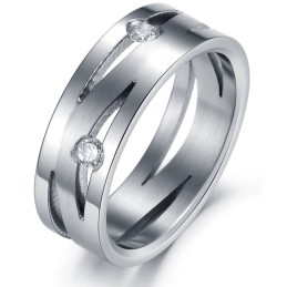 Bague Labyrinthe En Titane De Qualité Stable Pour Amoureux Avec Strass