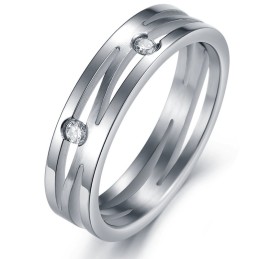 Bague Labyrinthe En Titane De Qualité Stable Pour Amoureux Avec Strass