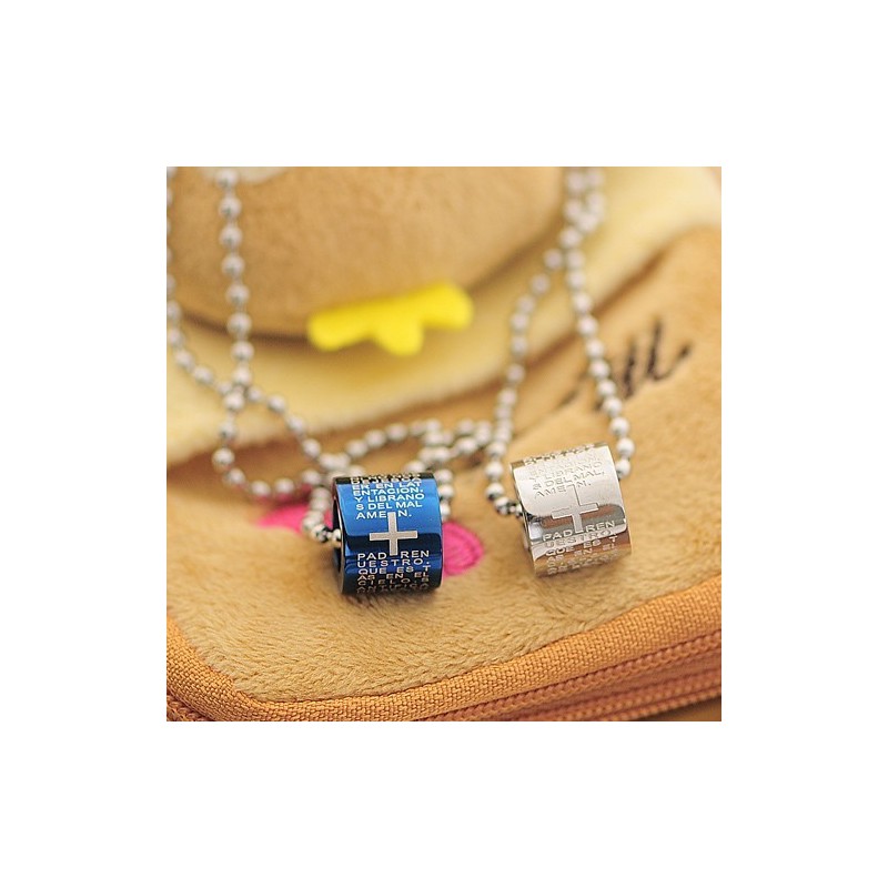 Collier Et Pendentif Romantiques En Titane Bleu Style Bible (Une Paire) Collier Et Pendentif Romantiques En Titane Bleu Style Bible (Une Paire)