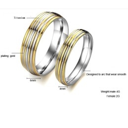 Bague En Titane Doré De Qualité Supérieure Pour Les Amoureux