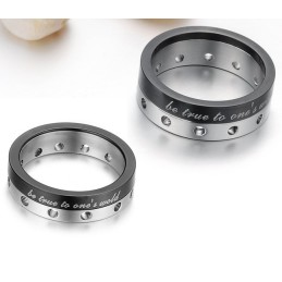 Bague En Titane Noir Complète Pour Amoureux
