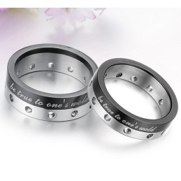 Bague En Titane Noir Complète Pour Amoureux