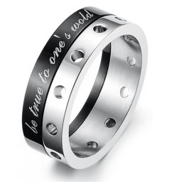 Bague En Titane Noir Complète Pour Amoureux