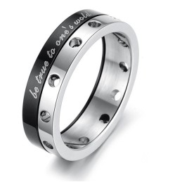 Bague En Titane Noir Complète Pour Amoureux