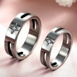 Bague En Titane Étoile De Qualité Stable Pour Les Amoureux