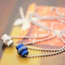 Collier Et Pendentif Bible En Titane Bleu Classique Pour Couple (Une Paire)