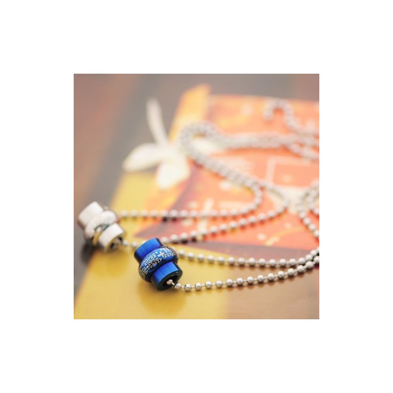 Collier Et Pendentif Bible En Titane Bleu Classique Pour Couple (Une Paire)