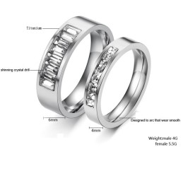Bagues En Titane Pour Amoureux Avec Strass