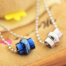 Collier Et Pendentif Bible En Titane Bleu Classique Pour Couple (Une Paire)