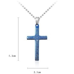 Pendentif Et Collier Croix Biblique Bleue Exquisite Man