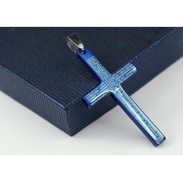 Pendentif Et Collier Croix Biblique Bleue Exquisite Man