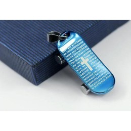 Pendentif Et Collier De Skateboard Bible Croix Bleue Pour Homme