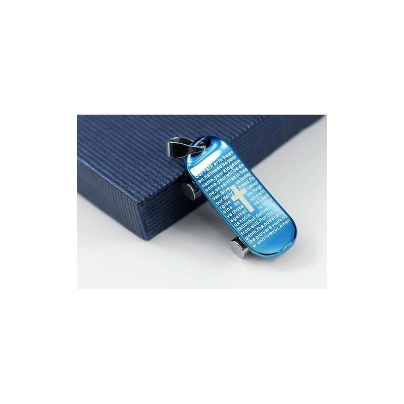 Pendentif Et Collier De Skateboard Bible Croix Bleue Pour Homme Pendentif Et Collier De Skateboard Bible Croix Bleue Pour Homme